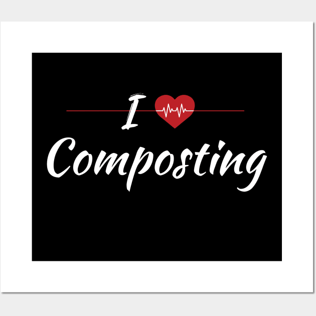 I Love Composting Cute Red Heart Wall Art by SAM DLS